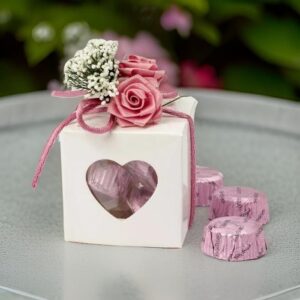 ♥ Estuche Corazón 3 Bombones y Flor Boda ♥ Estuche Corazón 3 Bombones y Flor Boda